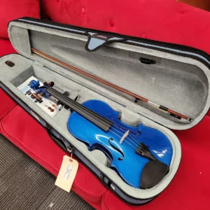 Harlequin Violin outfit with case and bow 4/4 - Metallic Blue B Stock