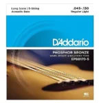 D’Addario EPBB170-5 Phosphor Bronze 5-String Long Scale Acoustic Bass Strings, 45-130 Bronze