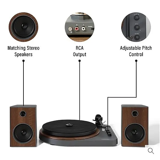 Crosley T-160 Shelf System Turntable and Speakers - Walnut - Image 3