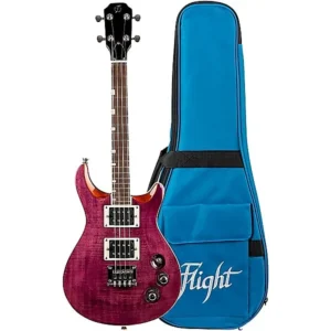 Flight Vanguard Solid Body Electric Ukulele - Trans Purple - With Bag