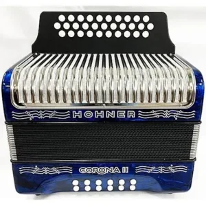 Hohner Corona II Diatonic Accordion - Keys of F/Bb/Eb - Dark Blue with Bag