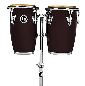 Latin Percussion LP-JRX-DW Junior Wood Conga Set with Comfort Curve 2 Rims, Stand, Chrome Hardware Dark Wood - Image 2