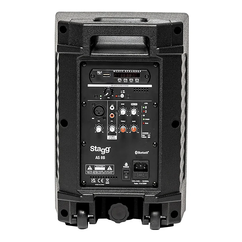 Stagg AS8US 8" 2-way active speaker, class D, Bluetooth TWS Stereo, UHF mic, 125 watts, battery powered - Image 6