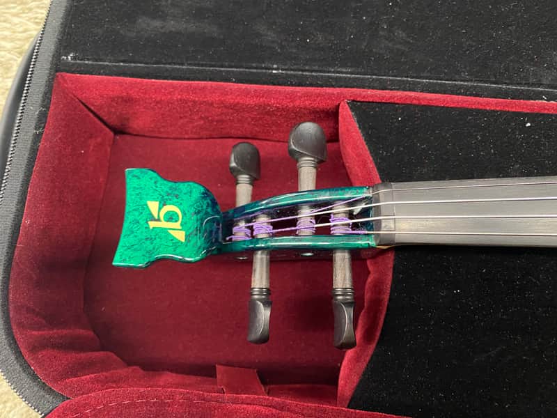 Bridge Aquila Series 4-String Electric Violin - Green Marble with Case and Accessories - Image 4
