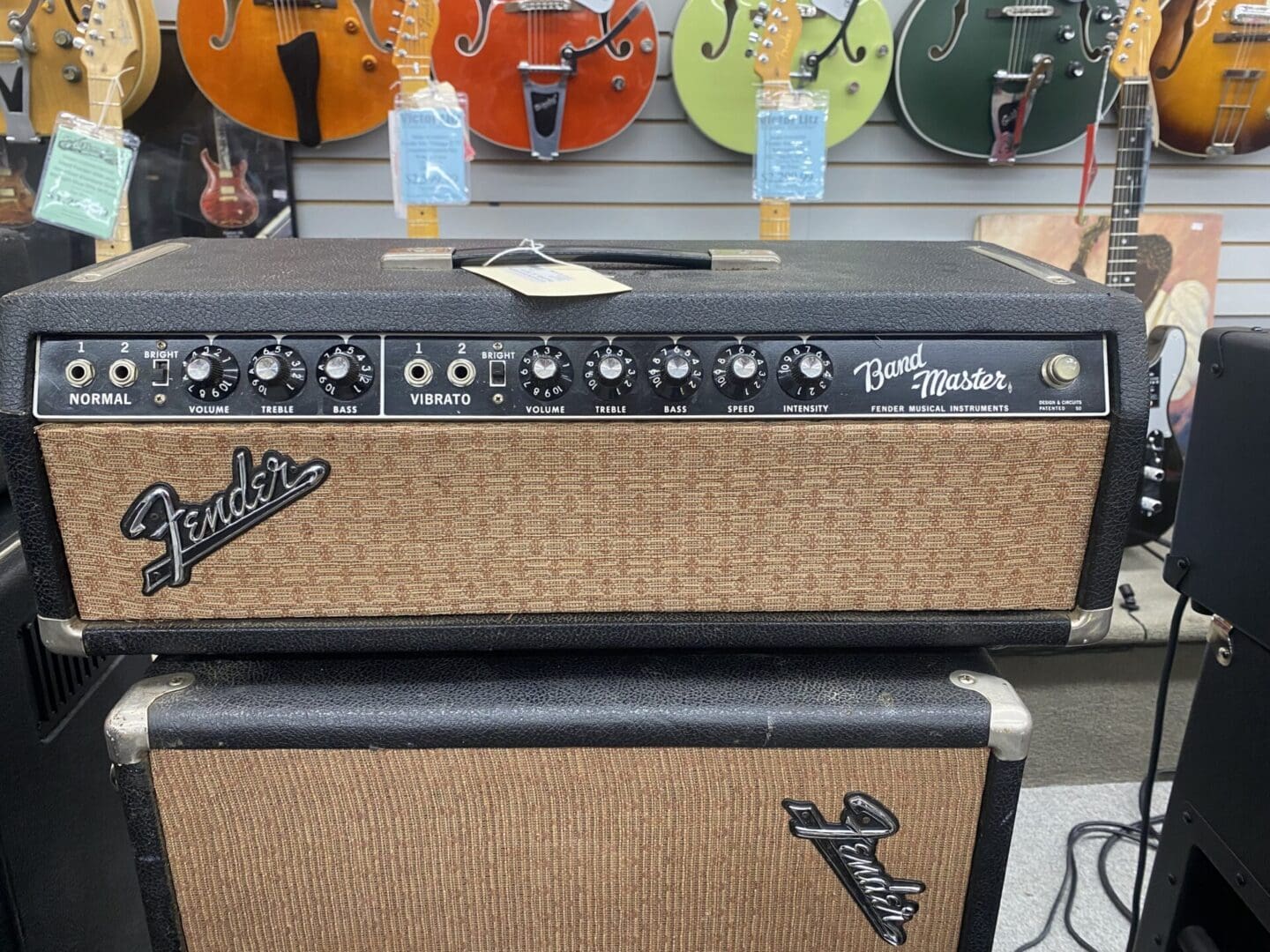 Fender Black Panel Bandmaster 40-Watt 2-Channel Guitar Amp Head with 2x12 Cabinet 1966-67 - Image 3