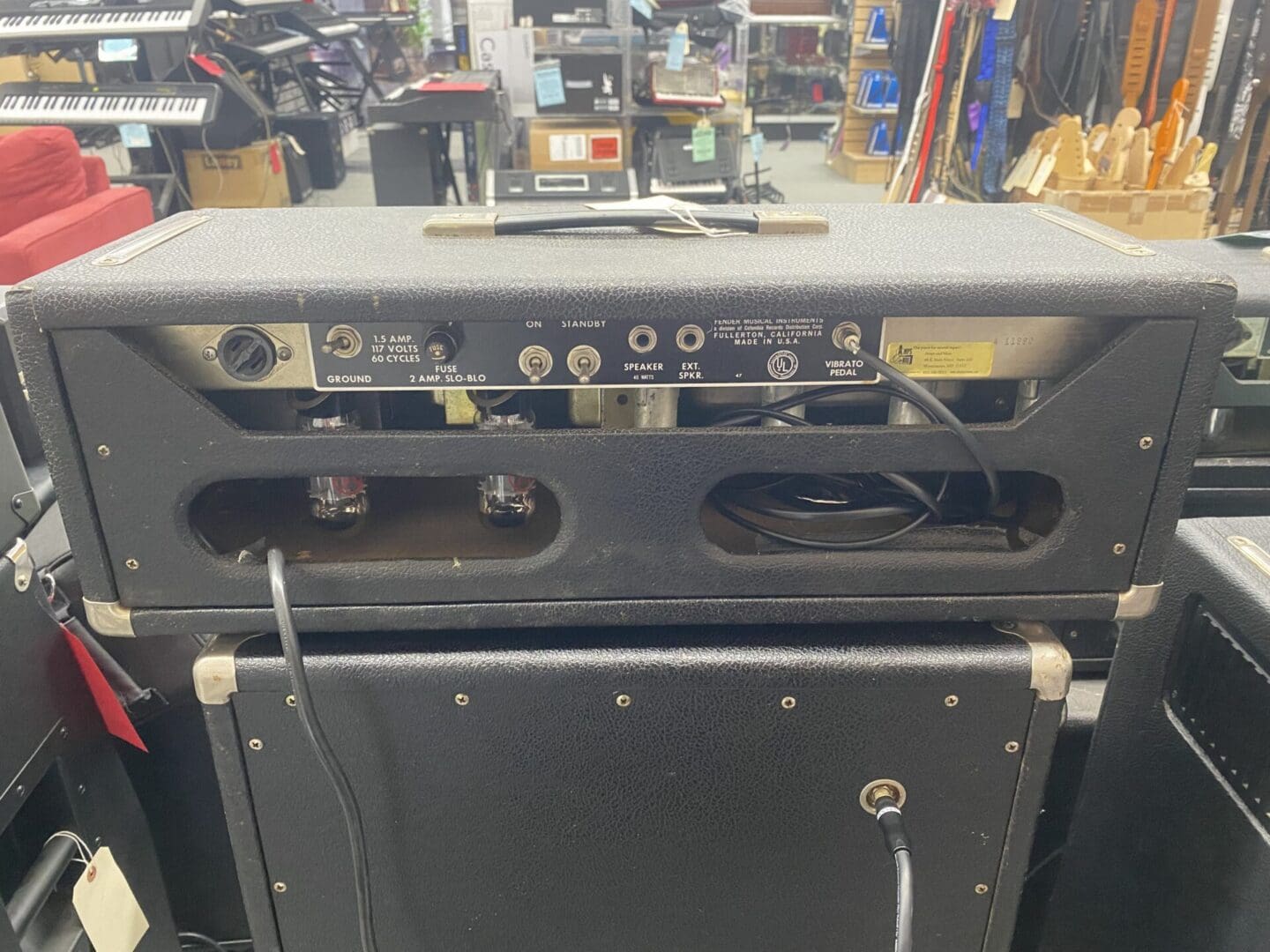 Fender Black Panel Bandmaster 40-Watt 2-Channel Guitar Amp Head with 2x12 Cabinet 1966-67 - Image 9
