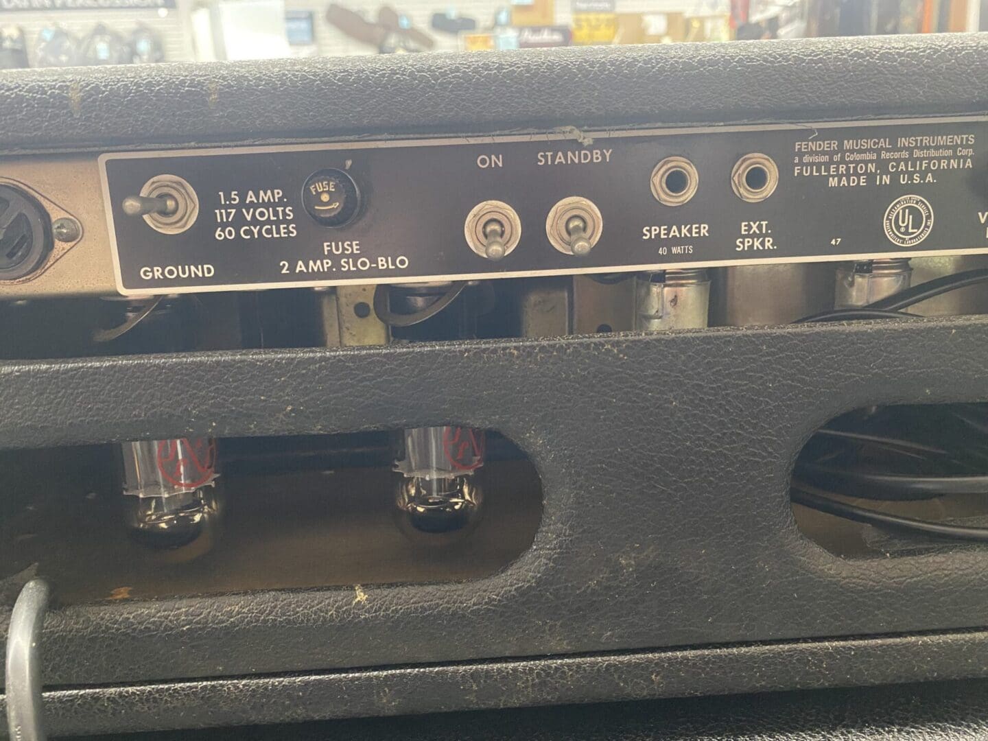 Fender Black Panel Bandmaster 40-Watt 2-Channel Guitar Amp Head with 2x12 Cabinet 1966-67 - Image 11