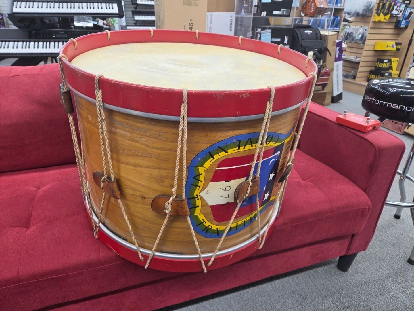 Cooperman Civil War Style Feild Bass Drum 24x16 - Natural/Red