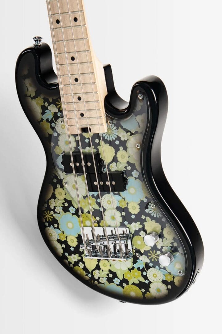 Kala UBASS-SB-F-BKB-FS Solid Body 4-String Fretted - Floral Black Burst - Image 2
