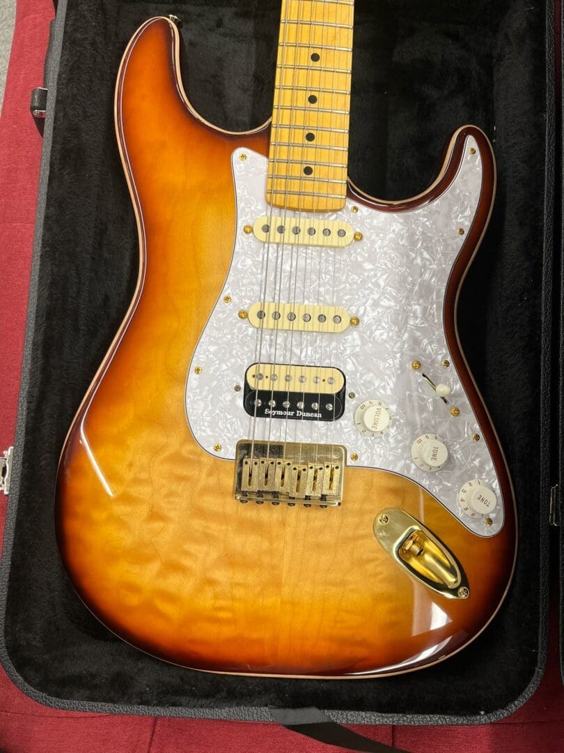 Custom Rose Hardtail Strat - Quilted Honeyburst W/ Case - Image 11