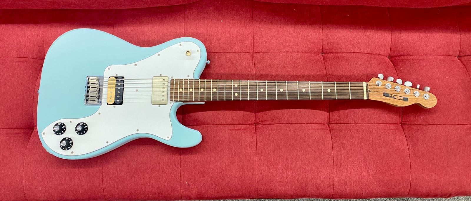 Warmoth T-Style Partscaster HH - Sonic Blue Satin w/ Mahogany Neck - Image 3