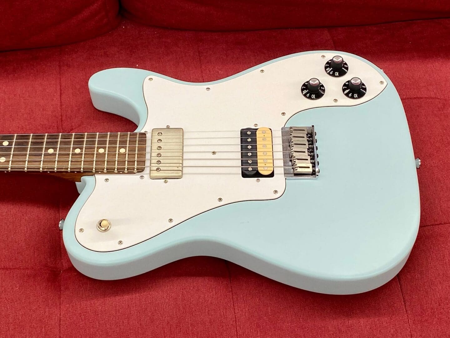 Warmoth T-Style Partscaster HH - Sonic Blue Satin w/ Mahogany Neck - Image 4