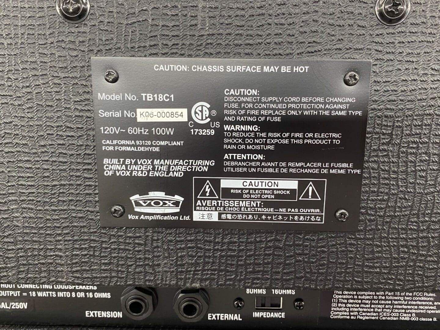 Vox TB18C1 Tony Bruno 1x12 Guitar Combo Amp - Black - Image 12