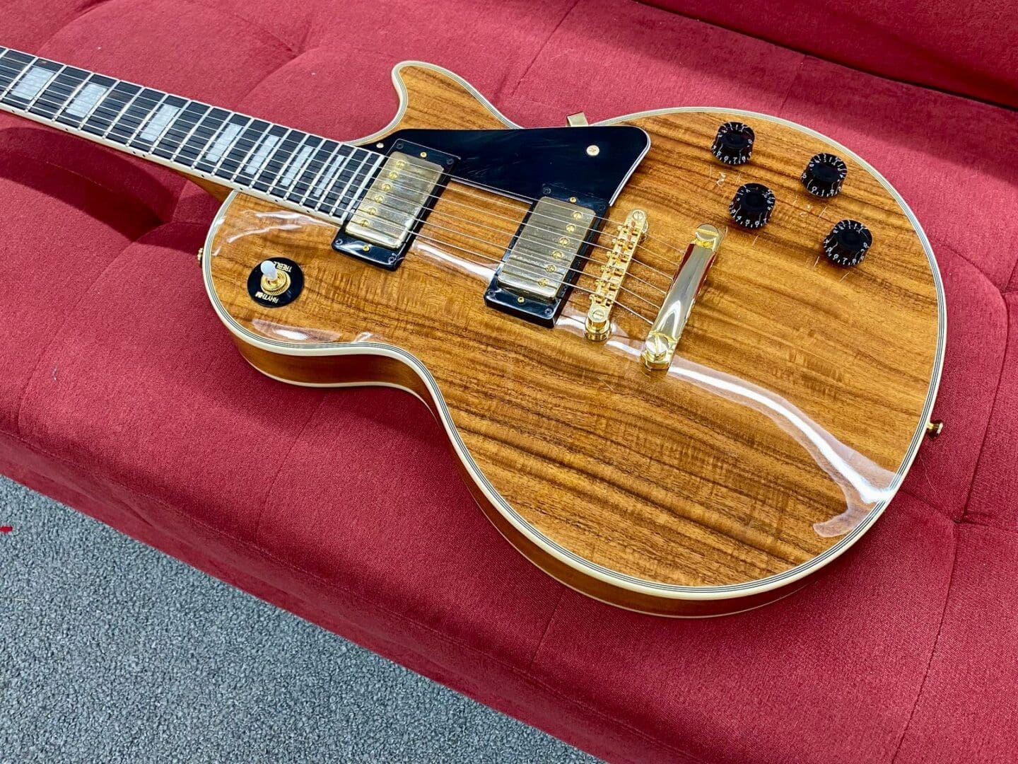 Epiphone Les Paul Custom Koa Solid Body Electric Guitar - Natural Koa w/ Case - Image 4