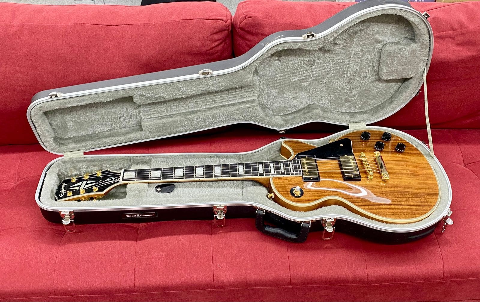 Epiphone Les Paul Custom Koa Solid Body Electric Guitar - Natural Koa w/ Case - Image 9