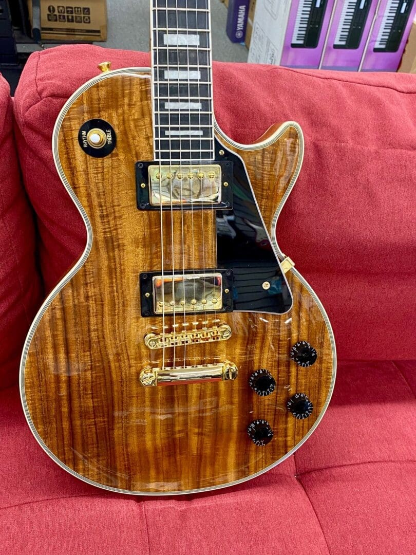 Epiphone Les Paul Custom Koa Solid Body Electric Guitar - Natural Koa w/ Case - Image 12