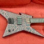 MGH Guitars Custom 4-String Metal Bass with Crackle finish - Black / Red Crackle