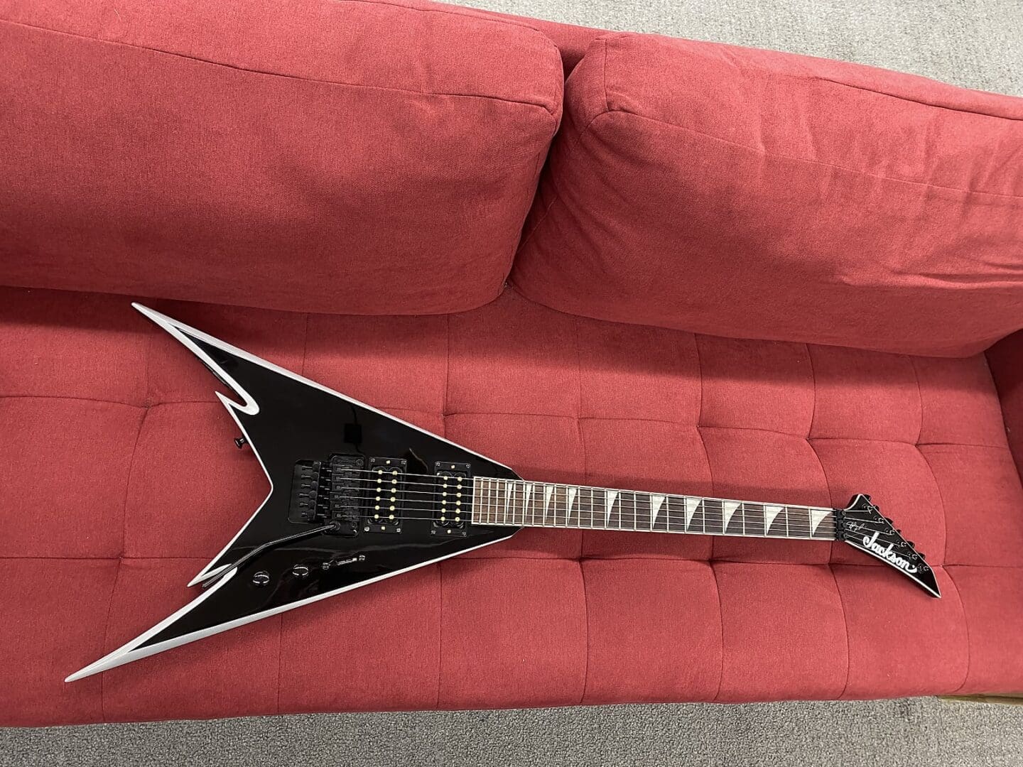 Jackson X Series Signature Phil Demmel Demmelition King V PDX-2 - 2015 - Black with Silver Bevels w/ Bare Knuckle Pickups and Bag