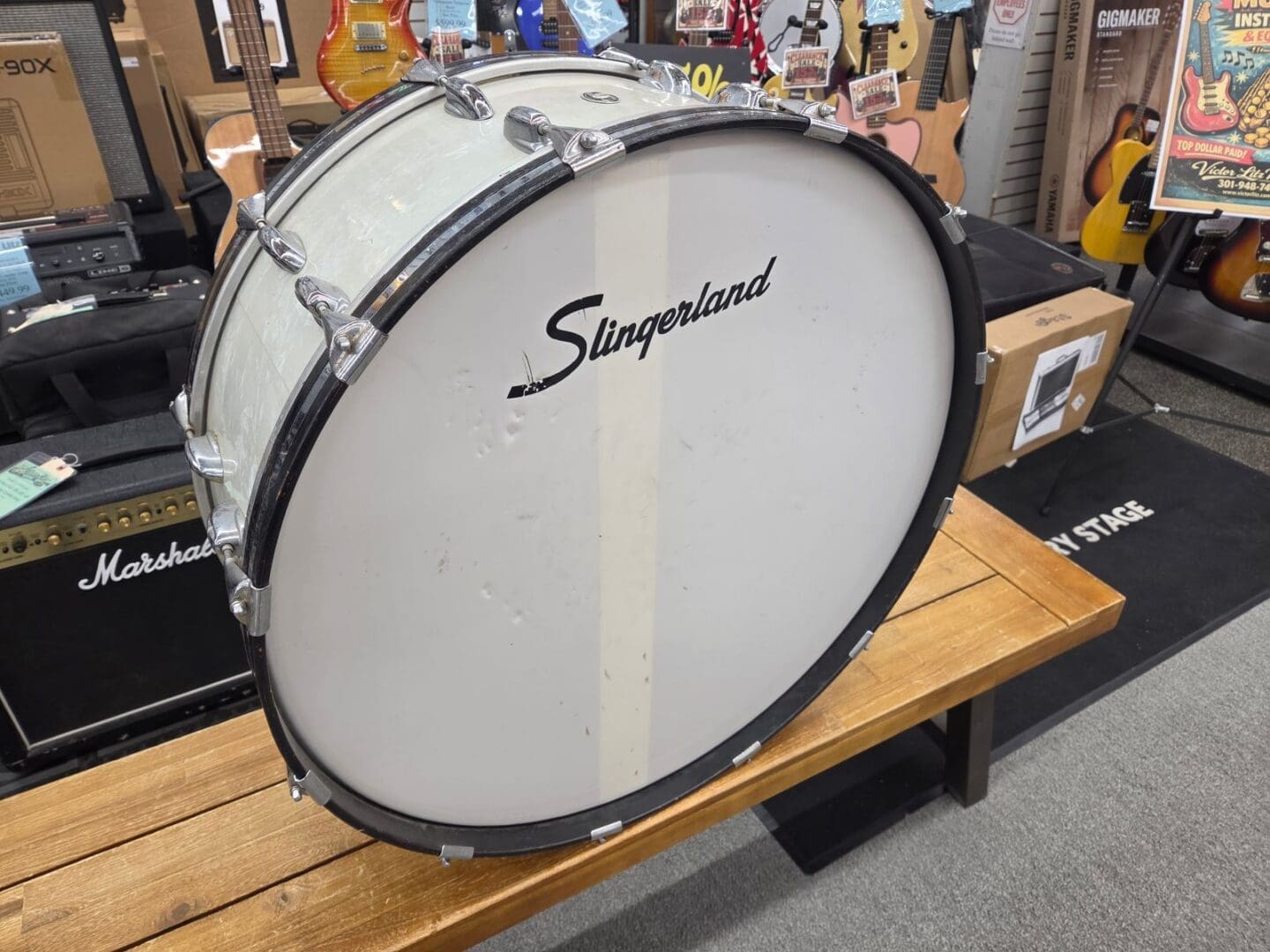 Slingerland Marching Bass Drum 28x10 - White Marine Pearl - Local Pickup Only!!!